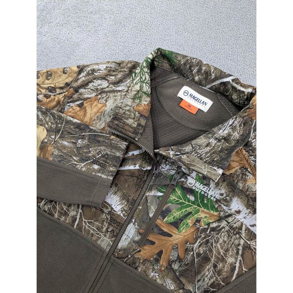 Magellan Outdoors Mens 2XL Fleece Jacket RealTree Edge Camo Full Zip Hunting